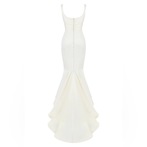 HOUSE OF CB 'Emilie' Off White Satin Mermaid Bridal Gown NWOT size XS - Picture 2 of 15